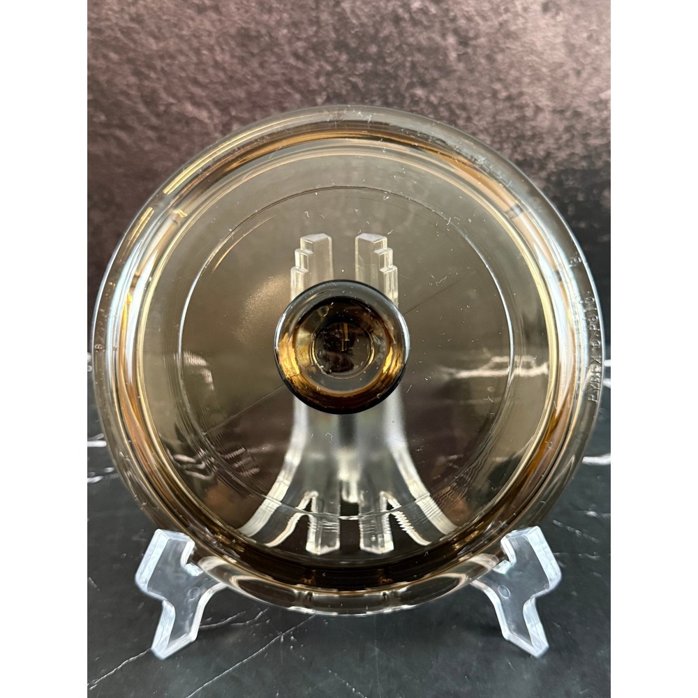 Vintage 1970s Amber Brown Pyrex 6in Round REPLACEMENT LID P81C